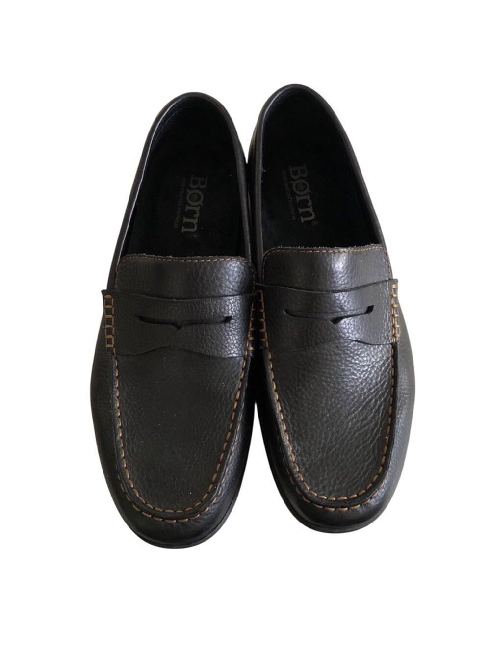 Mens Size 11M Born Simon III Penny Strap Loafers Full Grain Leather